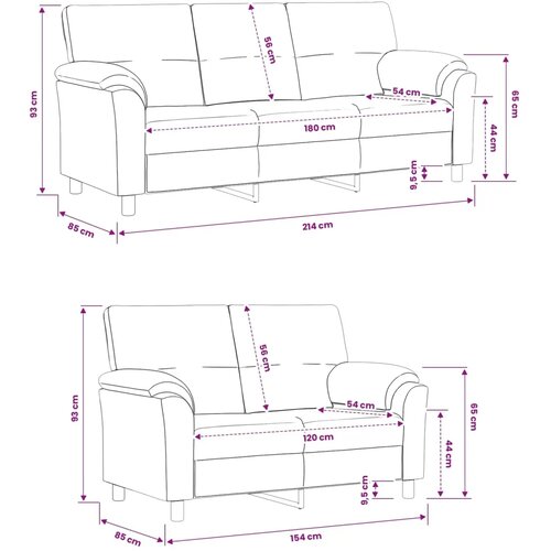  Set sofe 2 pcs Ružičasta Bar&amp;scaron;un - Ružičasta 2-sjedalo (120 cm) + 3-sjedalo Slike