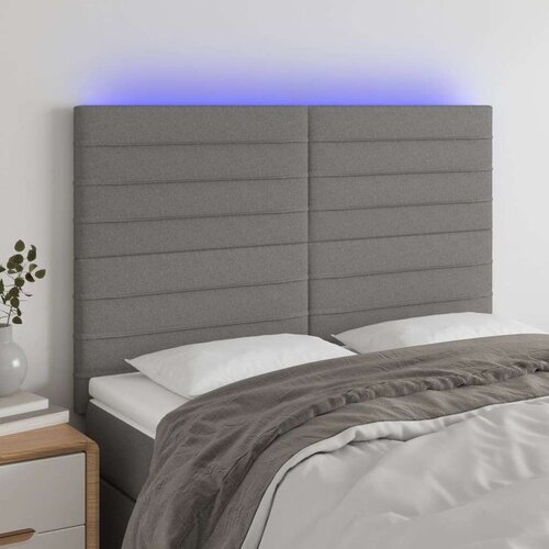  Posteljno vzglavje temno sivo 144x5x118/128 cm blago, (20793670) Slike