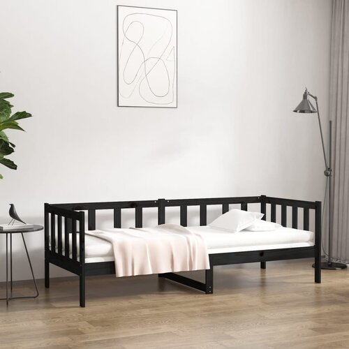 VidaXL Dnevni ležaj crni 90 x 190 cm od masivne borovine Slike