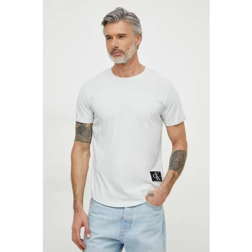 Calvin Klein Jeans Pamučna majica za muškarce, boja: smeđa, s aplikacijom