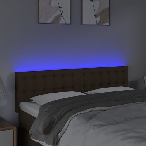  LED uzglavlje tamnosmeđe 144x5x78/88 cm od tkanine Slike
