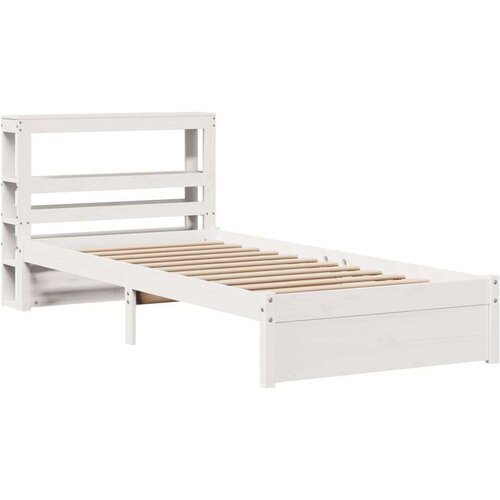 Okvir kreveta s uzglavljem bijeli 75x190 cm od borovine Slike