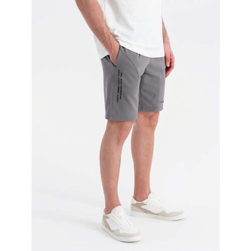 Ombre Fitted men's printed short sweat shorts - grey Cene