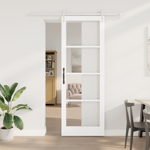 VidaXL Klizna vrata sa setom opreme Bijela 83x232 cm Čvrsto drvo bor Slike