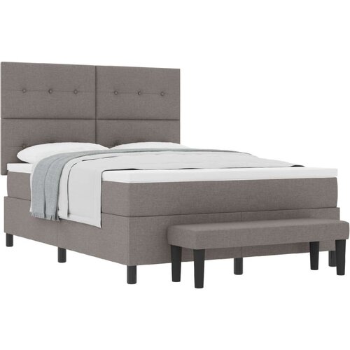  Krevet s kutijom s madracem i klupom Taupe 140x190 cm Tkanina Slike
