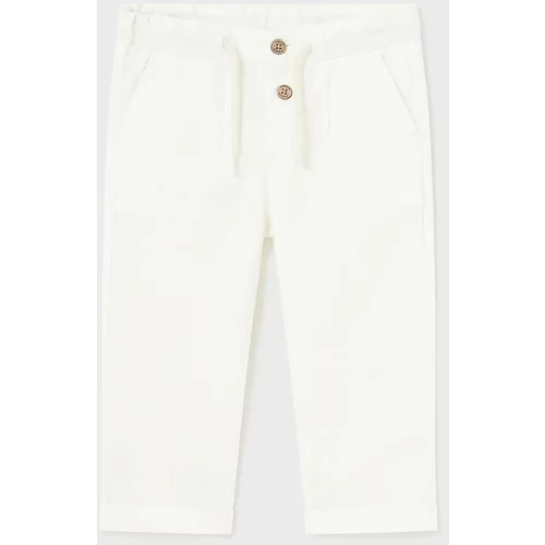 Mayoral Dječje hlače s dodatkom lana boja: bijela, bez uzorka