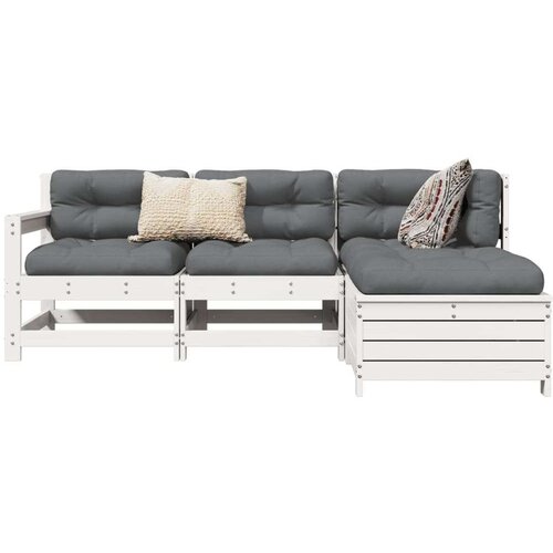 4-dijelni set vrtnih sofa od masivne borovine bijeli Slike