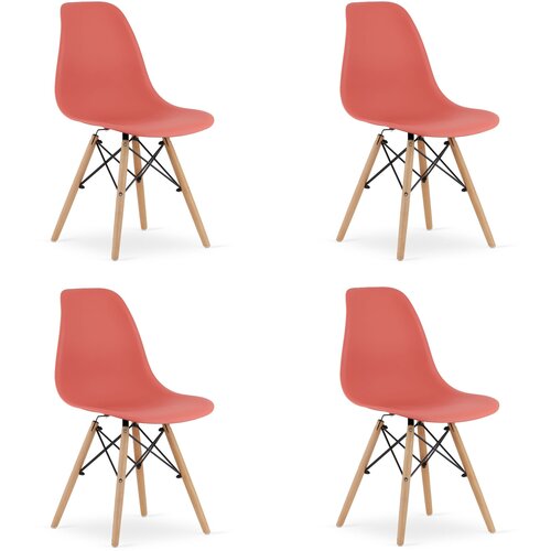 Brandless Stol OSAKA cinabarit / naravne noge x 4, (22030725) Slike