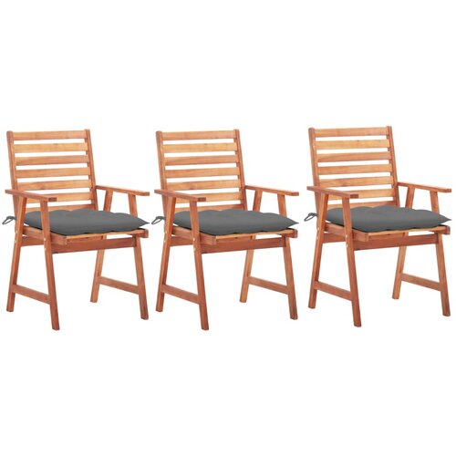 3 Vrtni jedilni stoli 3 kosi z blazinami trden akacijev les Slike
