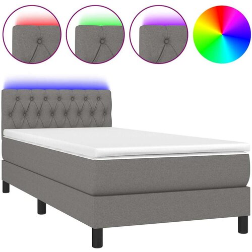  box spring s madracem LED tamnosivi 100x200 cm tkanina Slike
