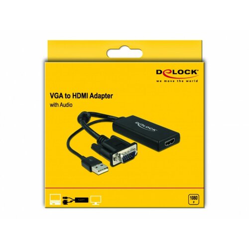 Delock VGA / HDMI adapter [1x VGA-utikač => 1x HDMI-utičnica] crne boje Cijene