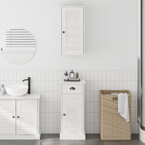 vidaXL Komplet pohištva za kopalnico s predalom s polico z vrati 2 pcs Rjava in bela Cene