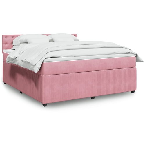 vidaXL Box spring postelja z vzmetnico roza 180x200 cm žamet Cene