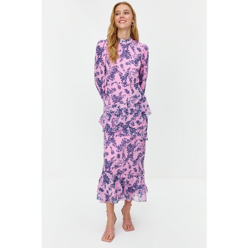 Trendyol Lilac Floral Skirt Frilly Lined Woven Chiffon Dress Cijene