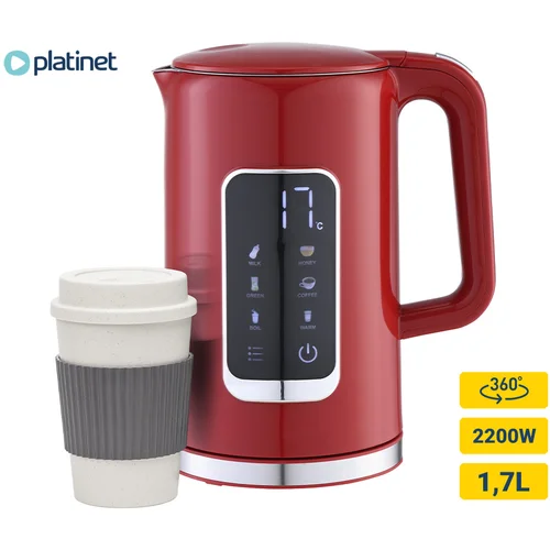 Platinet PEKR723 grelnik vode, 1.7L, 2200W, digitalni zaslon, 5 stopenj, funkcija Keep Warm, varnostne zaščite, samodejni izklop, 360° podstavek, +GRATIS skodelica,, (21591859)