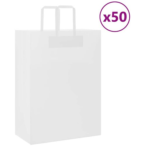 VidaXL Papirnate vrečke 50 kosov z ročaji bela 32x17x44 cm, (5000160997) Slike
