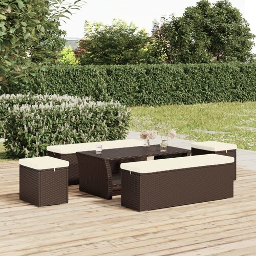 vidaXL Tabure z blazino 2 kosa rjave barve 40x30x40 cm poli ratan Cene