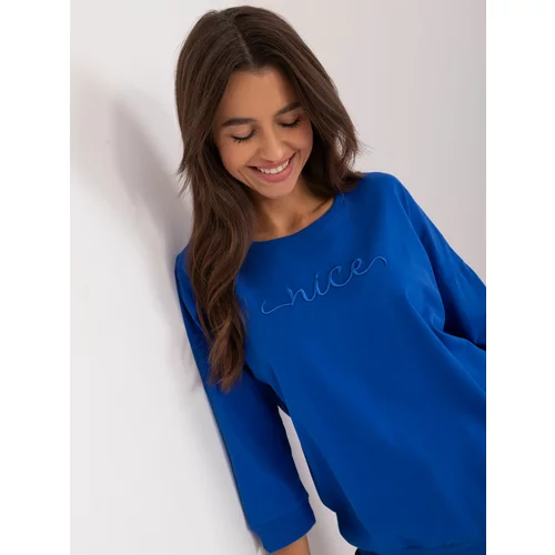 Fashion Hunters Cobalt blue blouse with a round neckline