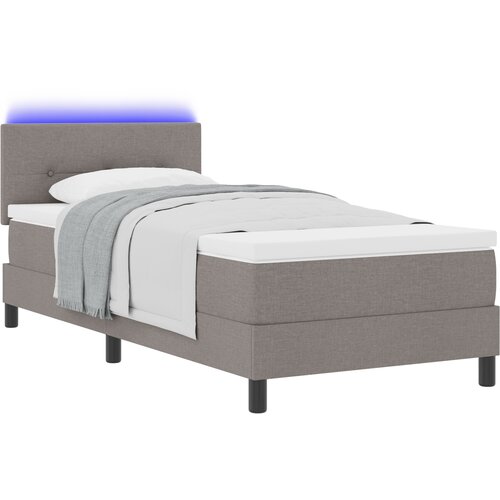 vidaXL Postelja Box Spring z Vzmetnico & LED Taupe 80x200 cm Tkanina, (22156542) Cene