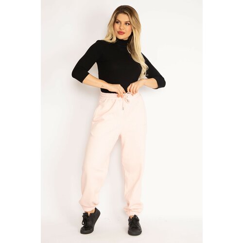 Şans Women's Plus Size Pink Underwear 3-Threads Tracksuit Bottom Slike