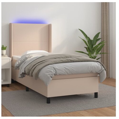  Box spring postelja z vzmetnico LED kapučino 90x200 cm Cene
