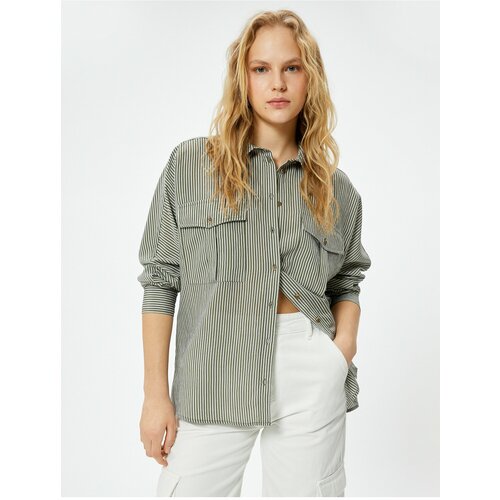 Koton Oversize Shirt Long Sleeve Buttoned Pocket Viscose Blended Slike