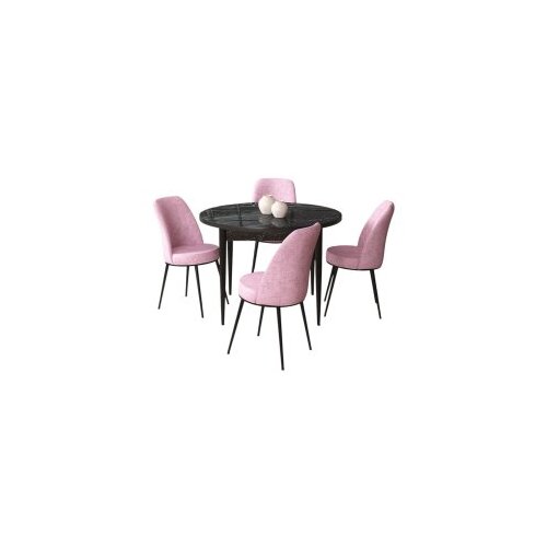 Hanah home Set Trpezarijski sto i 4 stolice, Roza-crna Cene