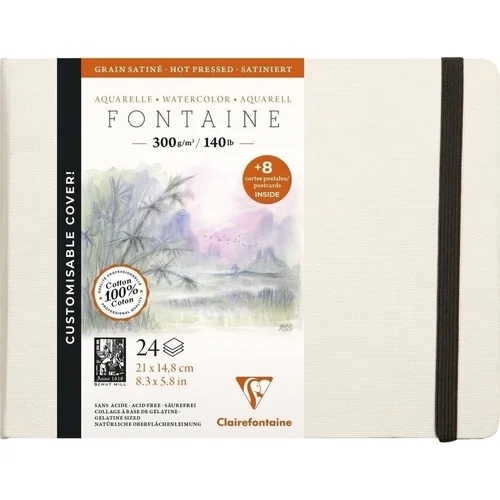 Clairefontaine Fontaine Hot-Pressed Hardbound Book + 8 Postcards Blok za skiciranje A5 300 g