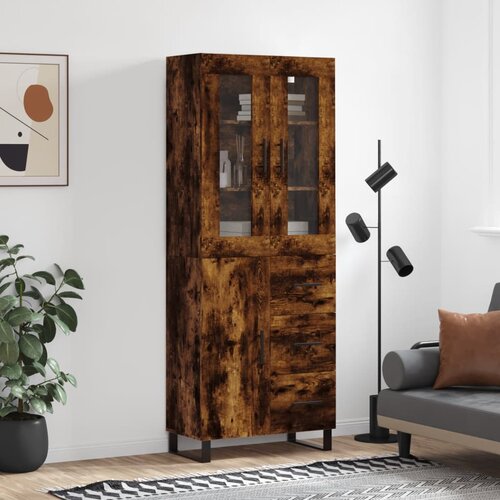 vidaXL Visoka komoda dimljeni hrast 69 5x34x180 cm konstruiranog drva Cijene