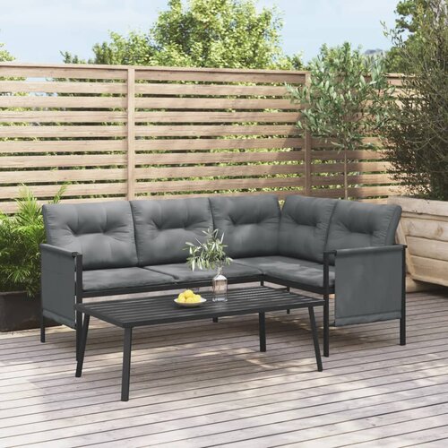 VidaXL Vrtna klubska mizica antracitna 110x55x35 cm jeklo Slike
