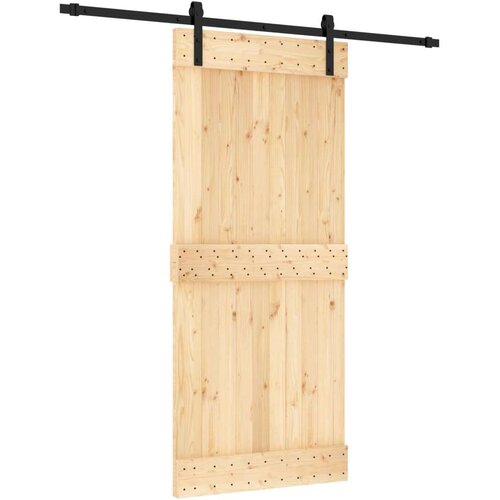  Klizna vrata Prirodna i crna 90 x 210 cm Čvrsta borovina Cene