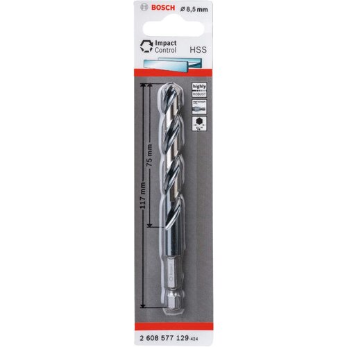 Bosch hss spiralna burgija sa &amp;scaron;estostranim prihvatom 8,5mm 8.5 x 75 x 117 mm pakovanje od 1 komada - 2608577129 Slike
