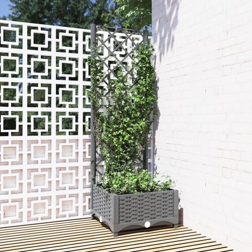 vidaXL Vrtna sadilica s rešetkom svjetlosiva 40 x 40 x 121 5 cm PP Cijene