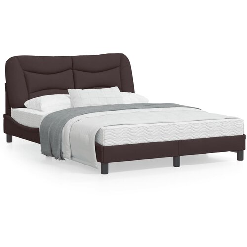 VidaXL Posteljni okvir z vzglavjem temno rjav 140x200 cm blago Slike