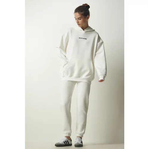 Happiness İstanbul Women's Ecru Raised Knitted Tracksuit Set