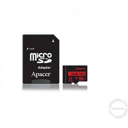 Apacer UHS-I U1 MicroSDHC 16GB class 10 + Adapter AP16GMCSH10U5-R memorijska kartica Slike
