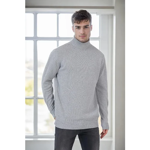 Dewberry 75046 Turtleneck Mens Sweater-LIGHT GREY