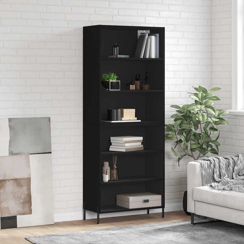  Visoka komoda crna 69,5 x 32,5 x 180 cm od konstruiranog drva Cijene