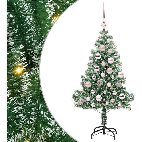  Umjetno Božićno Drvo s Snježnim Flokom i LED Svjetlom 120 cm Slike
