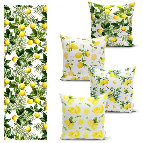 Minimalist Home World set od 4 jastučnice i nadstolnjak s primjesom pamuka Minimalist Home World Slike
