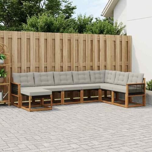  Set vanjskih sofa 8 kom. Prirodna i Svjetlosiva Cene