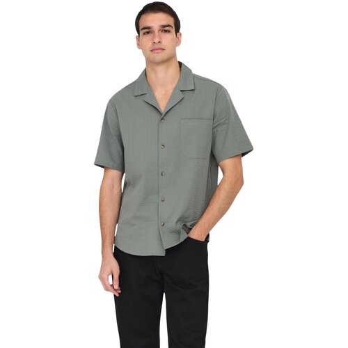 Only &amp;amp; Sons Srajce s kratkimi rokavi ONSEYE RESORT SEERS 0009 SHIRT NOOS 22030342 Zelena Slike