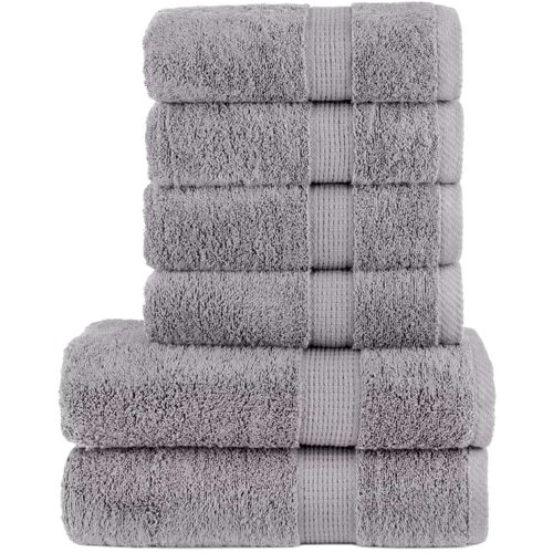 VidaXL 6-dijelni vrhunski set ručnika sivi 600 gsm 100 % pamuk Slike