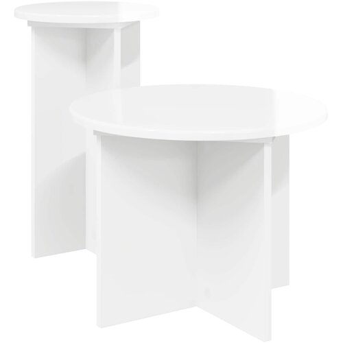 vidaXL Set pomoćnih stolića s pohranom 2 pcs Bijela visokog sjaja - Bijela visokog sjaja Cene