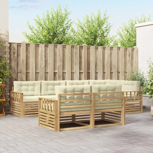  Set vanjskih sofa 7 kom. Bijela i krem Poliester Smeđa 327 x 168,5 x 73 cm Cene