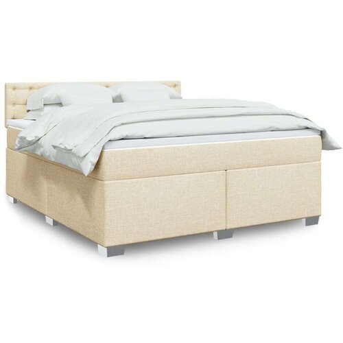 VidaXL Krevet s oprugama i madracem krem 180x200 cm od tkanine Slike