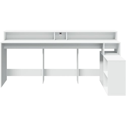  Radni stol LED bijeli 200 x 104 x 91 cm od konstruiranog drva Slike
