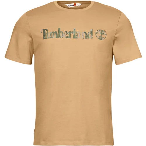 Timberland Camo Linear Logo Short Sleeve Tee Bež