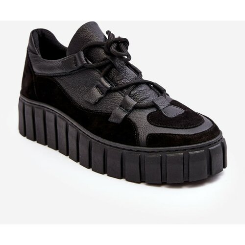 Kesi Women's leather sports shoes on the M01/1 Zazoo Black platform Cene