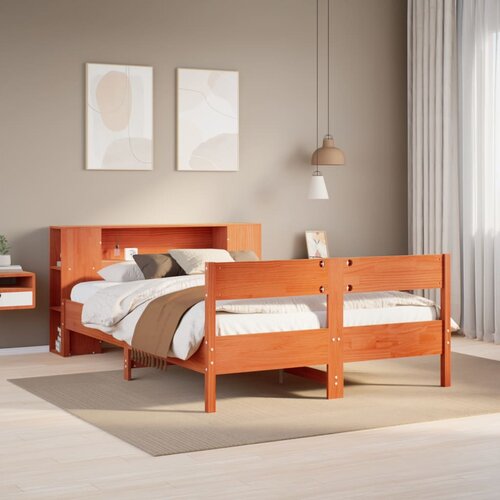 VidaXL Krevet s regalom za knjige bez madraca 120 x 200 cm od borovine Slike